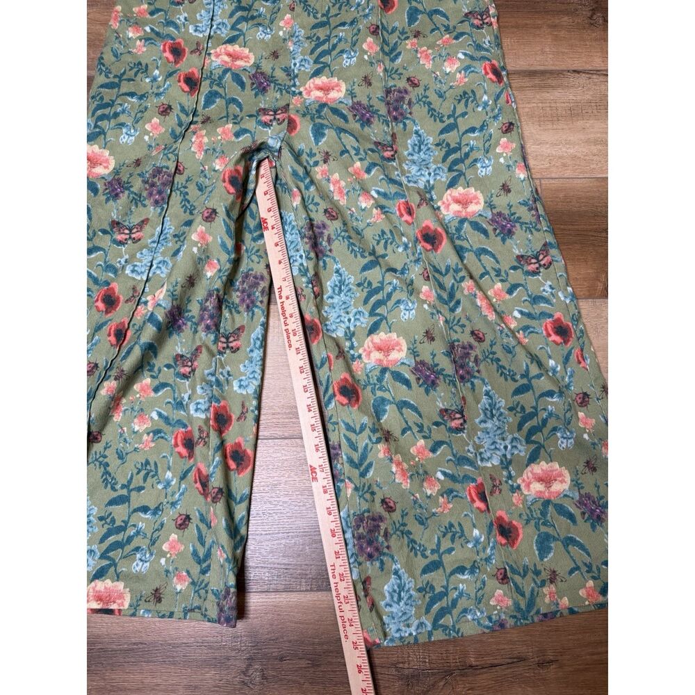 Cider Women’s Corduroy Floral Wide Leg Overalls Plus Size 2X 2XL Green Flowers - Picture 3 of 9